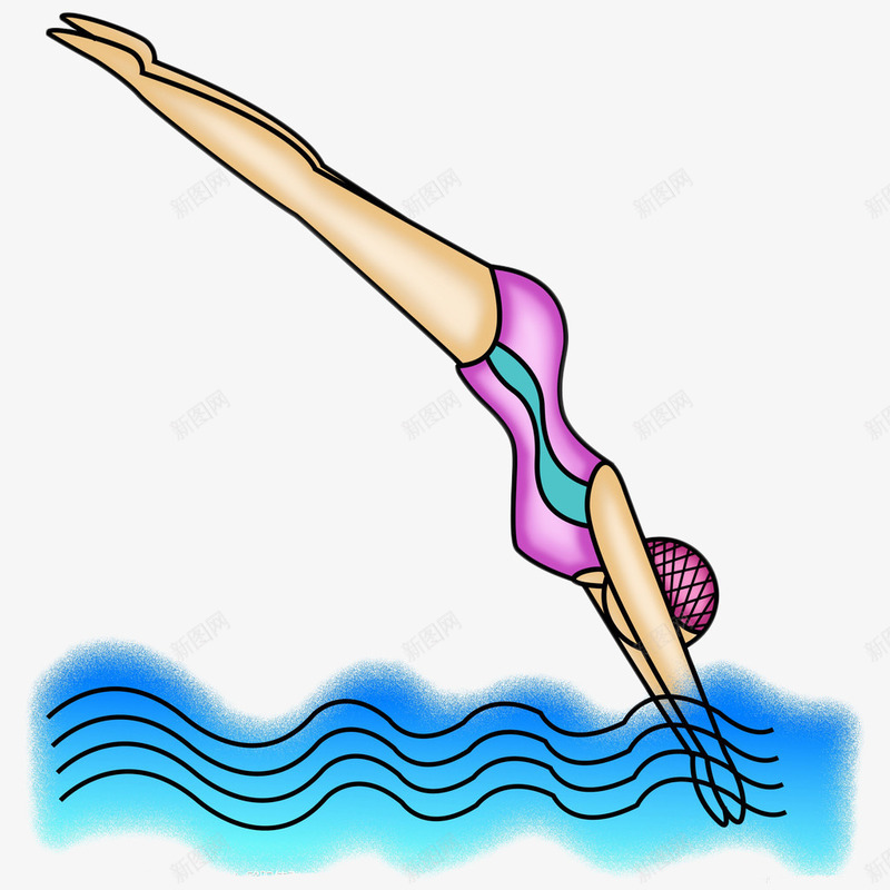 跳水的女运动员png免抠素材_新图网 https://ixintu.com 体育运动 健身 比赛 游泳 游泳池 竞技