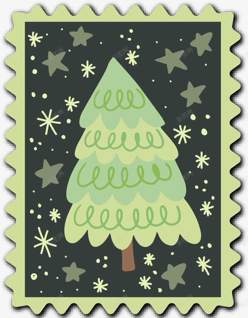 清新手绘圣诞树标签png免抠素材_新图网 https://ixintu.com 可爱 圣诞树 圣诞节 标签贴纸 清新 矢量图案 邮票