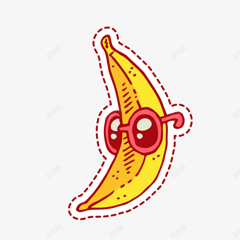 黄色卡通香蕉贴纸png免抠素材_新图网 https://ixintu.com 卡通水果 背景装饰 香蕉人 香蕉贴纸 黄色香蕉