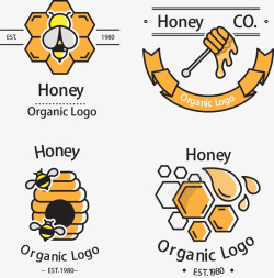 蜂蜜徽章扁平化蜂蜜徽章标志矢量图高清图片