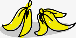 手绘香蕉皮黄色卡通手绘香蕉皮高清图片