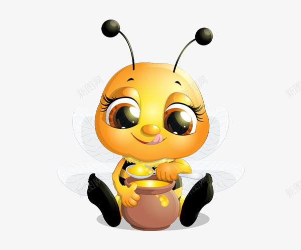 卡通手绘蜂蜜和小蜜蜂png免抠素材_新图网 https://ixintu.com 卡通手绘蜂蜜和小蜜蜂 可爱的小蜜蜂 蜂蜜 蜜蜂 黄色
