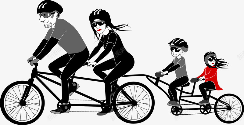 家庭旅游png免抠素材_新图网 https://ixintu.com 免费矢量下载 家庭旅游 手绘人物 插画 骑自行车
