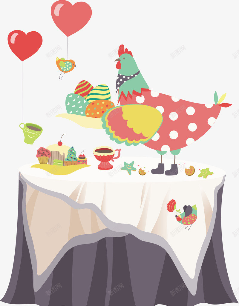 站在桌子上的公鸡png免抠素材_新图网 https://ixintu.com 公鸡 卡通手绘 桌子 水彩 爱心气球 美食 食物