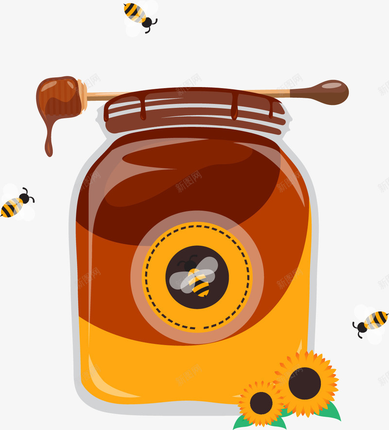 手绘蜂蜜和蜜蜂矢量图ai免抠素材_新图网 https://ixintu.com 手绘 蜂蜜 蜜蜂 矢量图