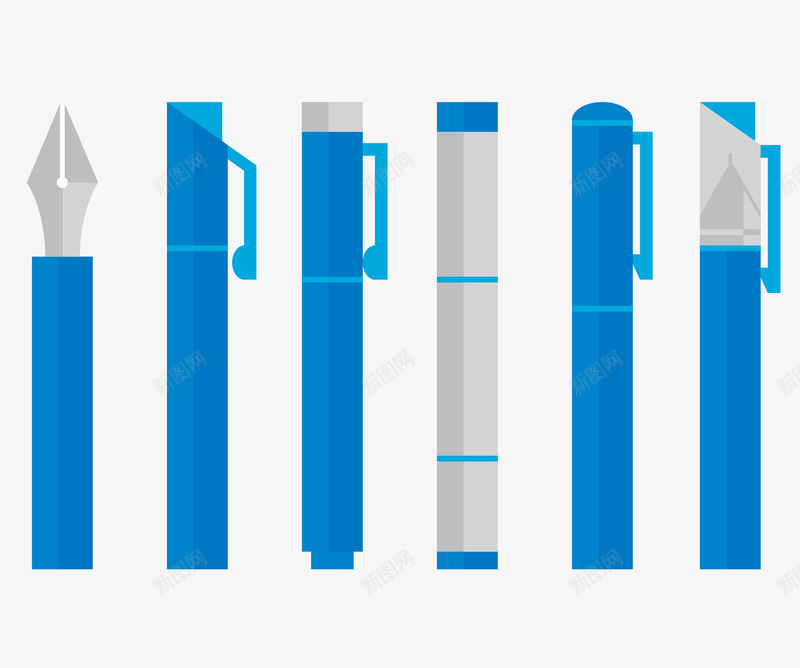 卡通钢笔矢量图ai免抠素材_新图网 https://ixintu.com 卡通 学习 文具 蓝色 钢笔 矢量图