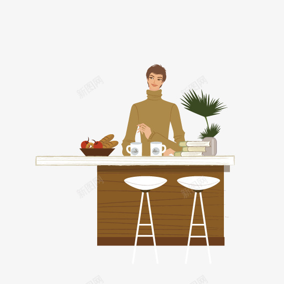 坐在桌子前喝茶的男子png免抠素材_新图网 https://ixintu.com 喝茶 桌子 男子
