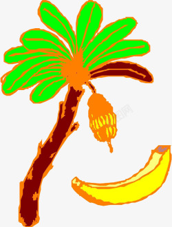 线描香蕉香蕉树香蕉手绘线描高清图片