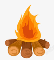 被火烧着的木头卡通火堆高清图片