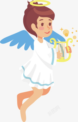 天使竖琴弹奏竖琴的天使矢量图高清图片