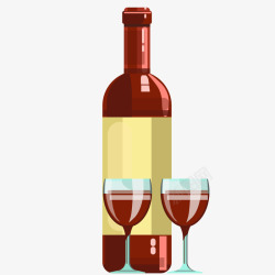 红酒和红酒杯手绘图素材