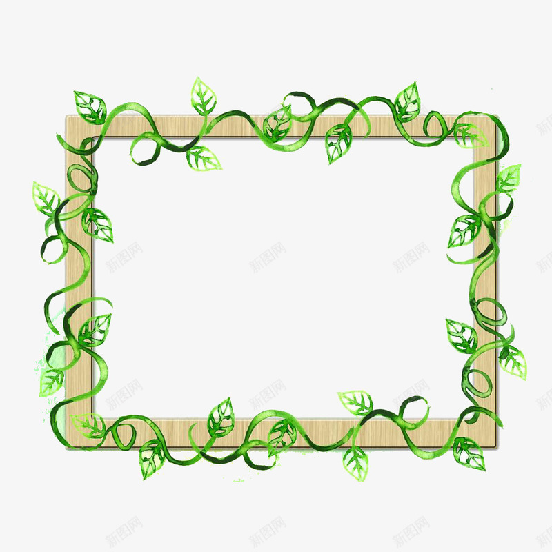 边框png免抠素材_新图网 https://ixintu.com 木头 框架 绿色 装饰 边框
