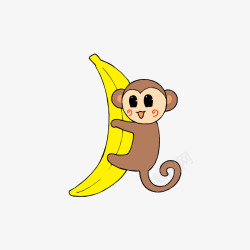 趴在香蕉上的小猴子素材