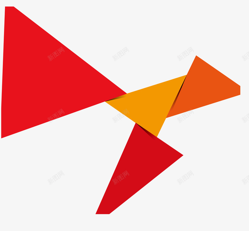 红色折纸几何图形png免抠素材_新图网 https://ixintu.com 几何图形 折纸效果 矢量素材 红色