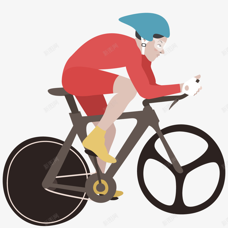 自行车比赛选手矢量图ai免抠素材_新图网 https://ixintu.com 帽子 比赛 红色 自行车 选手 矢量图