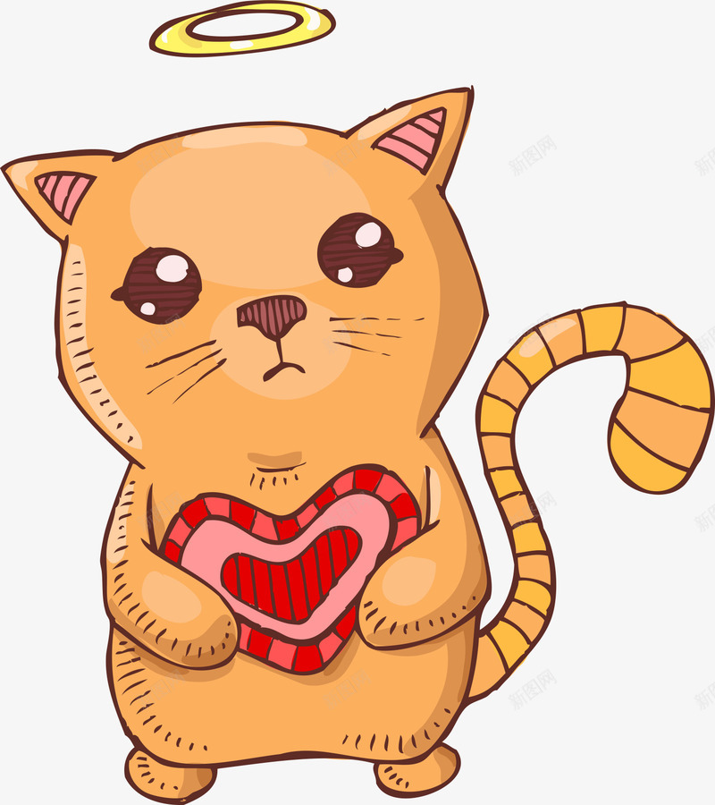 卡通爱的天使猫猫png免抠素材_新图网 https://ixintu.com 卡通 橙色 爱的天使 猫猫