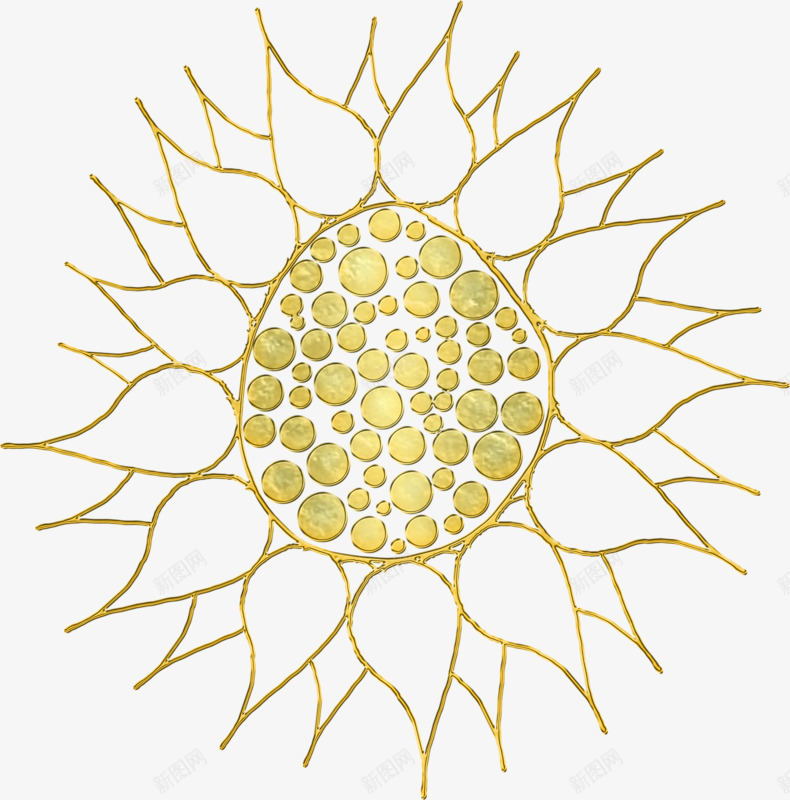 向日葵花纹png免抠素材_新图网 https://ixintu.com 向日葵 手绘 简图 金黄色 镂空