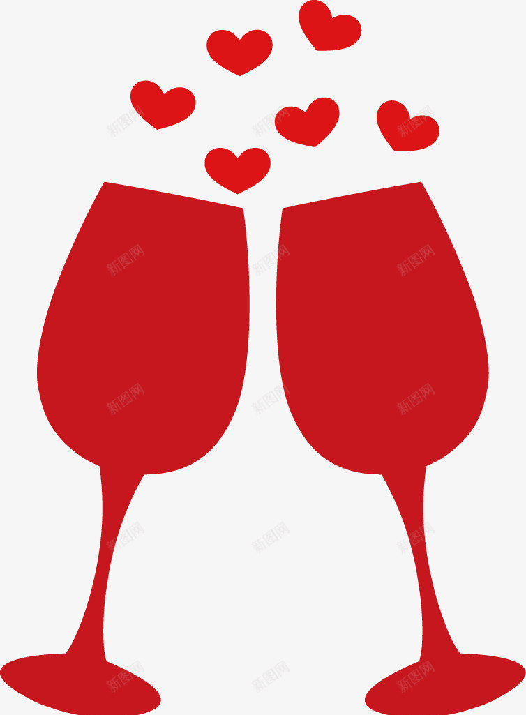 创意婚礼图标矢量图ai_新图网 https://ixintu.com 创意婚礼 爱心 红色手绘酒杯 酒杯 矢量图