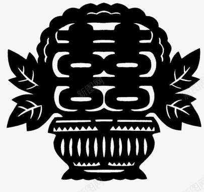 中国风双喜传统文化艺术镂空剪纸图标图标
