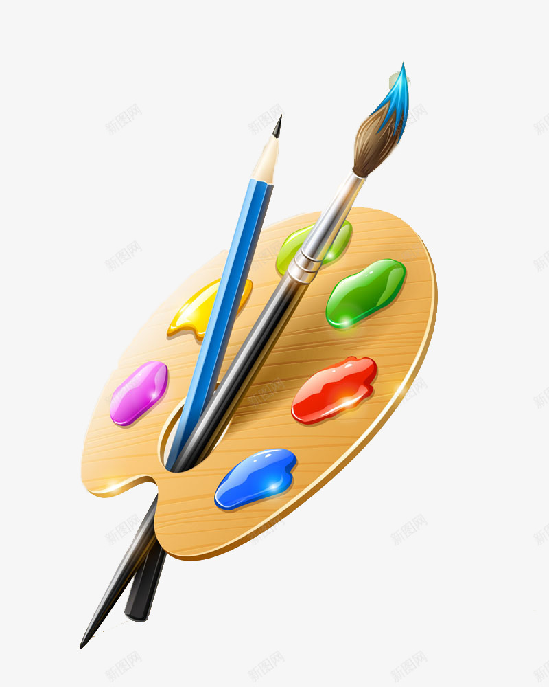 颜料画板png免抠素材_新图网 https://ixintu.com 学习用品 文具 画板 笔 绘画 颜料