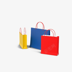 红黄蓝颜色购物袋素材