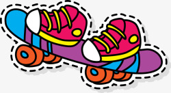 儿童标签姓名贴彩色滑板鞋贴纸矢量图高清图片