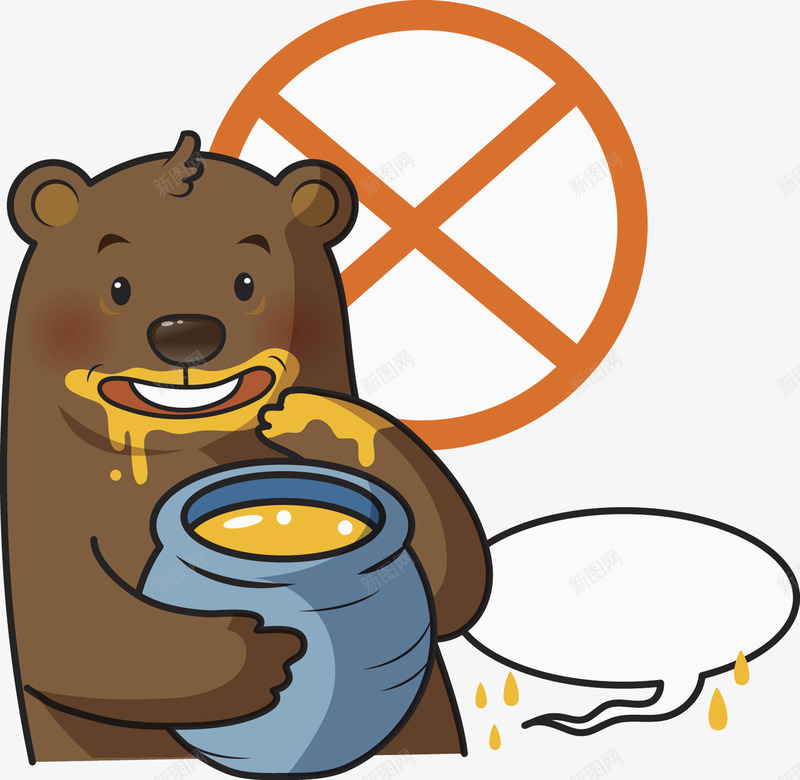 动画熊大吃蜂蜜图png免抠素材_新图网 https://ixintu.com 创意 卡通 可爱 多彩 手绘 标志 灰色 熊大 蜂蜜罐