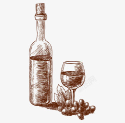 卡通手绘红酒与酒杯素材