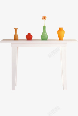 白色花瓶方形小桌高清图片