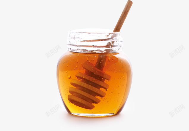 蜂蜜png免抠素材_新图网 https://ixintu.com 搅蜜棒 蜂蜜罐 蜜蜂 金色 黄色
