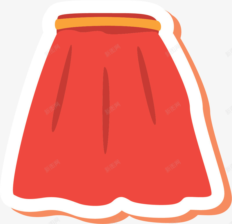 手绘红色裙子贴纸png免抠素材_新图网 https://ixintu.com 手绘裙子 描边 水彩 白色贴纸 简约 红色裙子