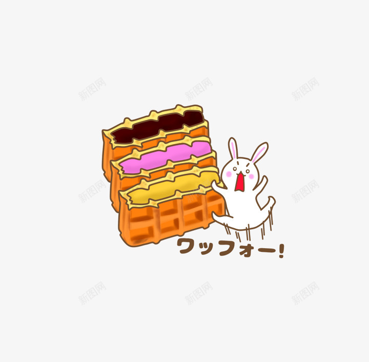 兔子与奶油蛋糕png免抠素材_新图网 https://ixintu.com 卡通贴纸 手账贴纸 网页素材