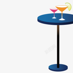 酒桌与酒杯矢量图素材