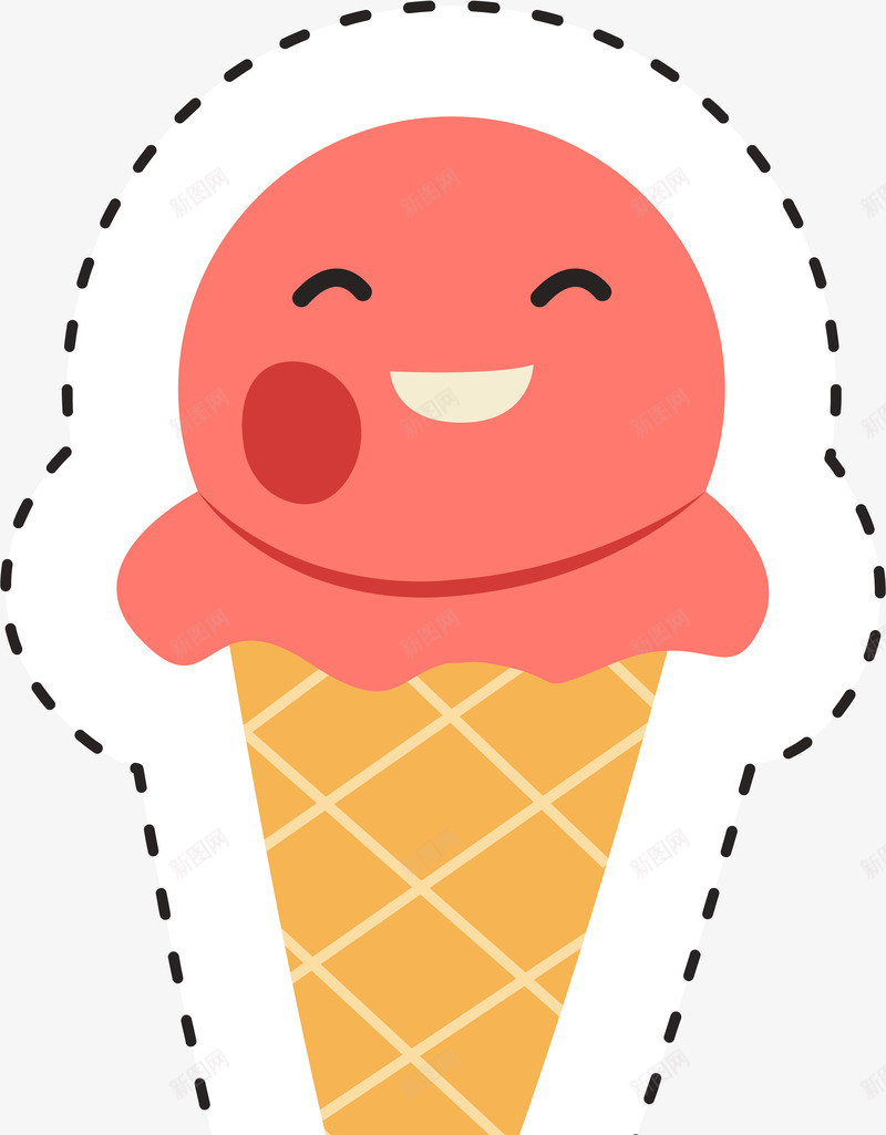 粉色甜筒冰淇淋png免抠素材_新图网 https://ixintu.com 儿童贴纸 冰淇淋 卡通 可爱 甜筒 矢量标签
