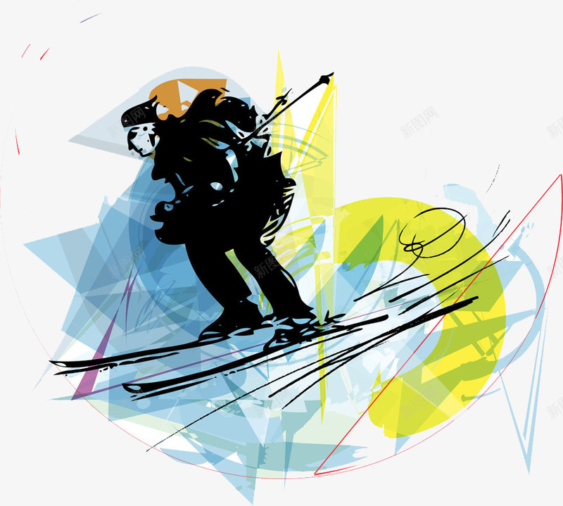 手绘滑雪运动员png免抠素材_新图网 https://ixintu.com 体育插画 极限运动 滑雪运动员 雪橇