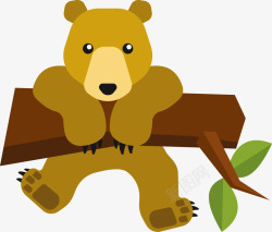 一只熊趴在木头上的大熊高清图片