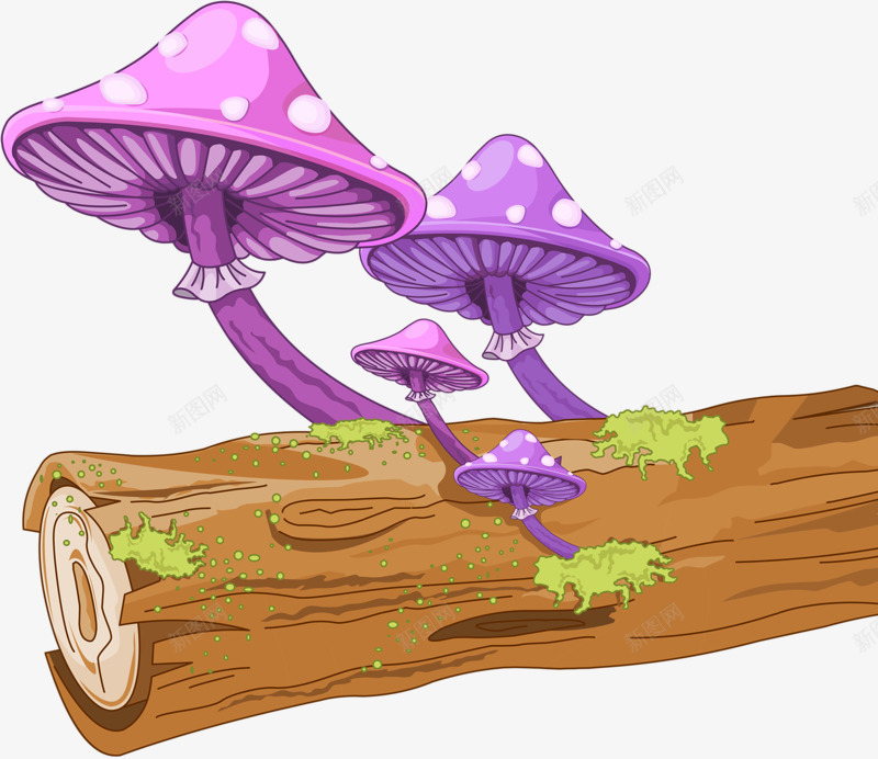 树桩上蘑菇png免抠素材_新图网 https://ixintu.com 卡通 木头 树木 毒蘑菇