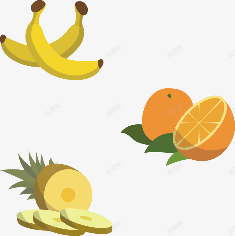 卡通健康水果png免抠素材_新图网 https://ixintu.com 健康 卡通 橙子 水果 香蕉
