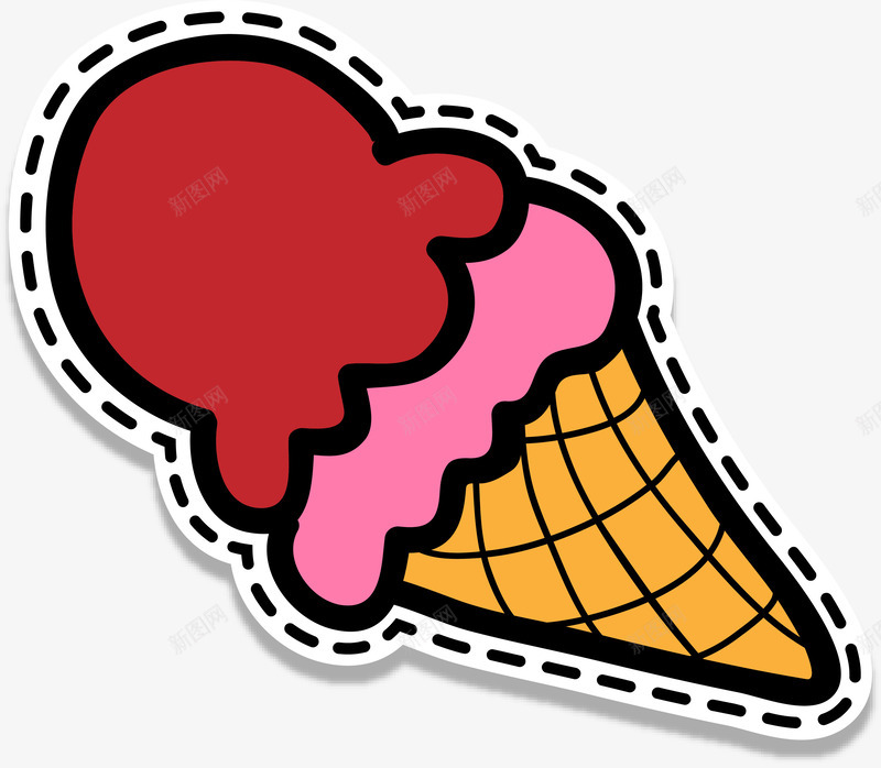 卡通冰淇淋贴纸png免抠素材_新图网 https://ixintu.com 冰淇淋 卡通 矢量图案 装饰图案 贴纸 食物