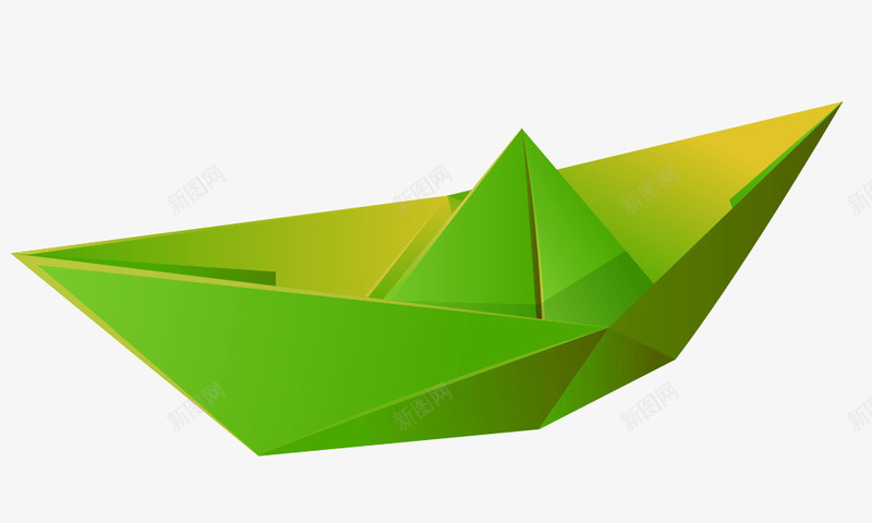 绿色小船png免抠素材_新图网 https://ixintu.com 卡通 小船 手绘 折纸 玩具 绿色