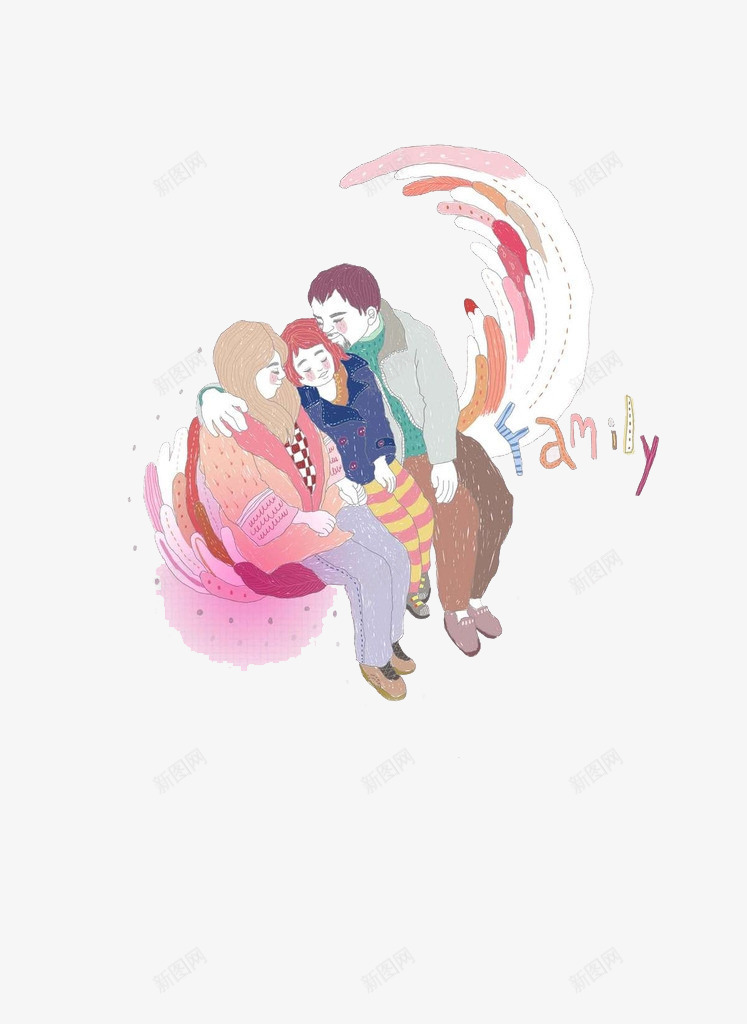 水彩一家人绘画png免抠素材_新图网 https://ixintu.com family 一个家庭 一家人 水彩绘画