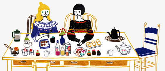 手绘餐桌png免抠素材_新图网 https://ixintu.com 吃饭 手绘桌子 手绘桌椅 手绘用餐 手绘约会 手绘聊天