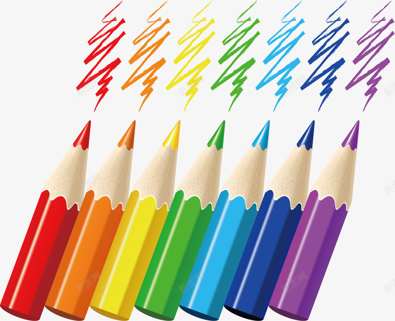 开学季png免抠素材_新图网 https://ixintu.com 开学季 彩色 文具 矢量素材 笔痕 笔迹 铅笔