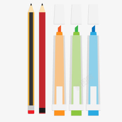 马克笔绘画彩色的铅笔和马克笔高清图片