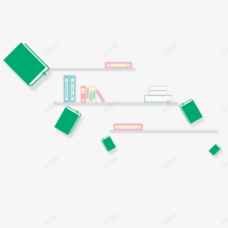 三道书架png免抠素材_新图网 https://ixintu.com 书签 书籍 悬挂 粉色