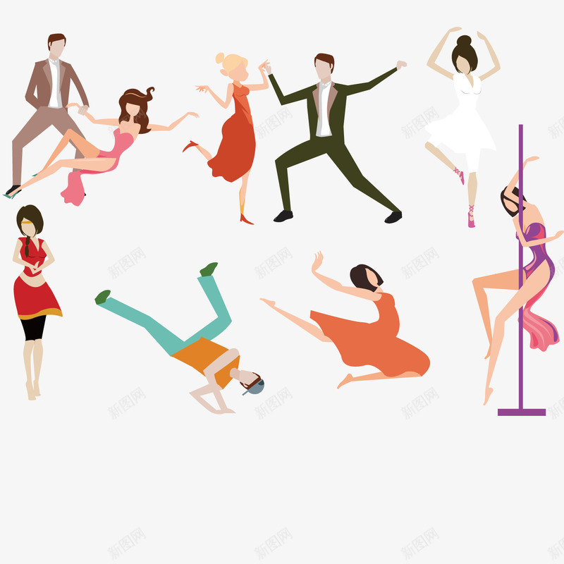 舞蹈风格插图png免抠素材_新图网 https://ixintu.com 比赛 舞蹈 表演 运动