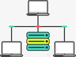 三面卡通风格服务器矢量图素材