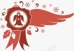 诞辰红色天使雪花标签高清图片