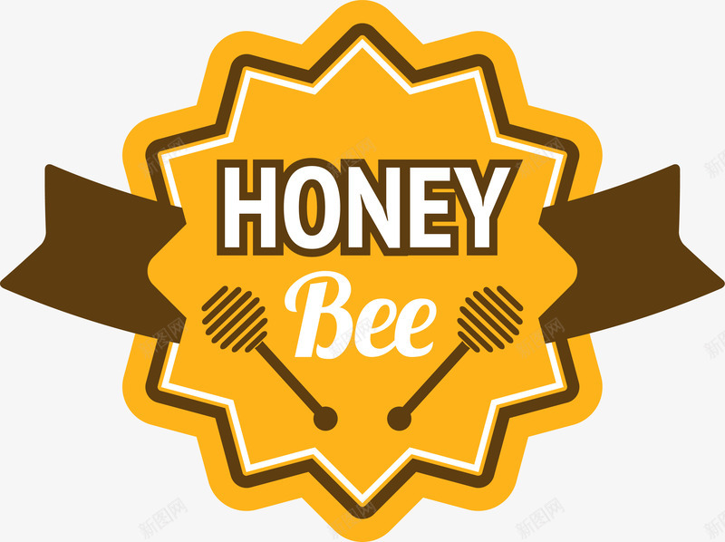 金色蜂蜜锯齿标签png免抠素材_新图网 https://ixintu.com 甜蜜标签 甜食 矢量图案 营养 蜂蜜