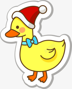 鸭子贴纸圣诞节可爱小黄鸭卡通贴纸高清图片